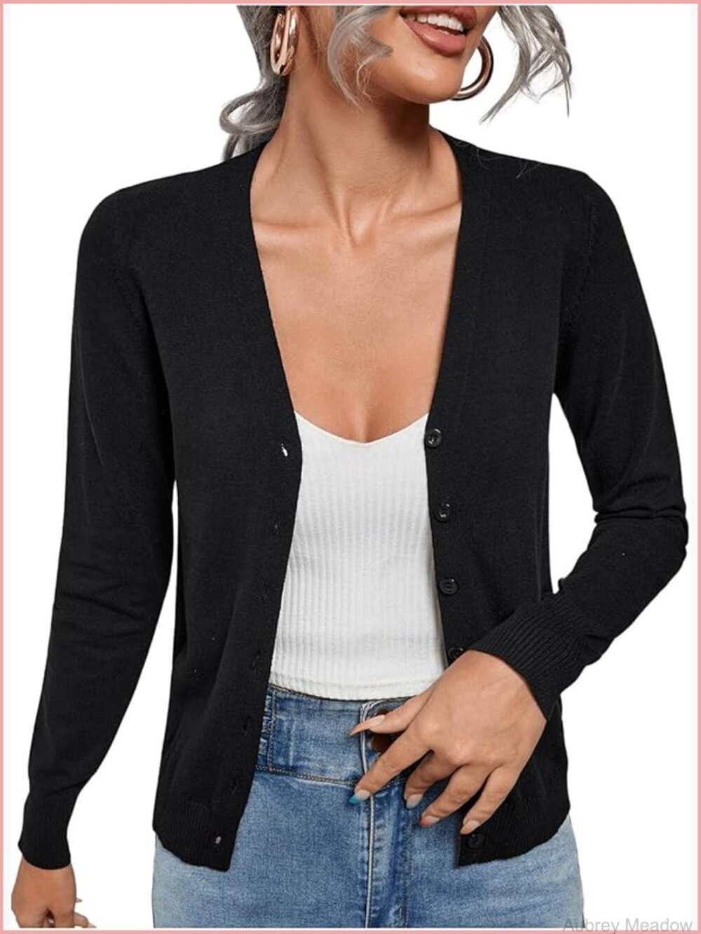 Lightweight V-Neck Button Down Cardigan Sweater